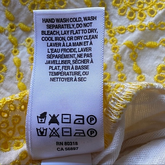 Lucky Brand Vivienne White & Yellow Sleeveless Collared Top size S NWT - Picture 7 of 8